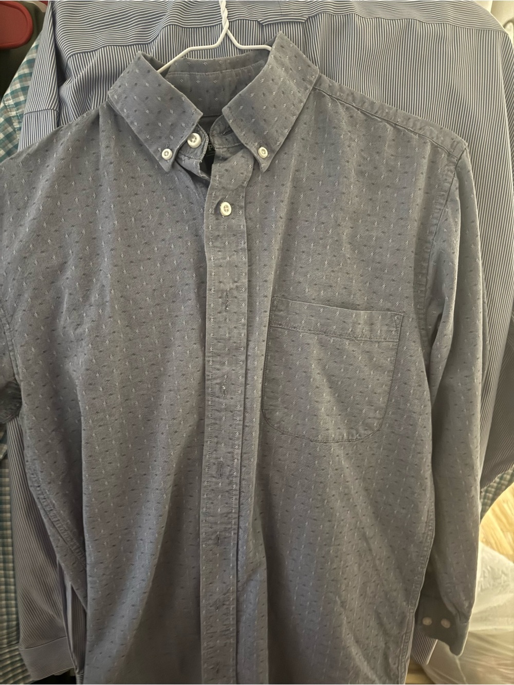 Men's Textured Button-Down Shirt in Slate Blue